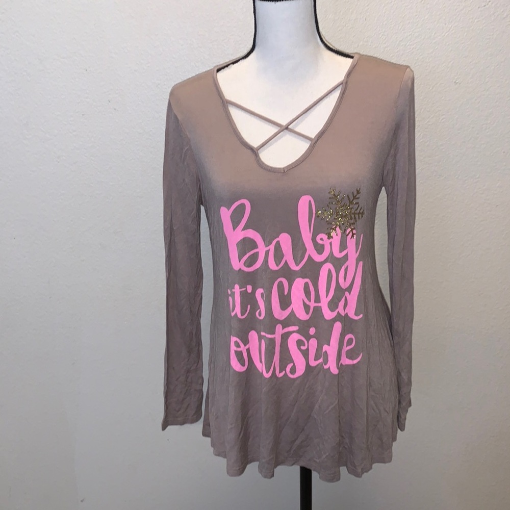 Pink Foot Baby it’s Cold Outside Lightweight Long Sleeve Shirt Snowflake